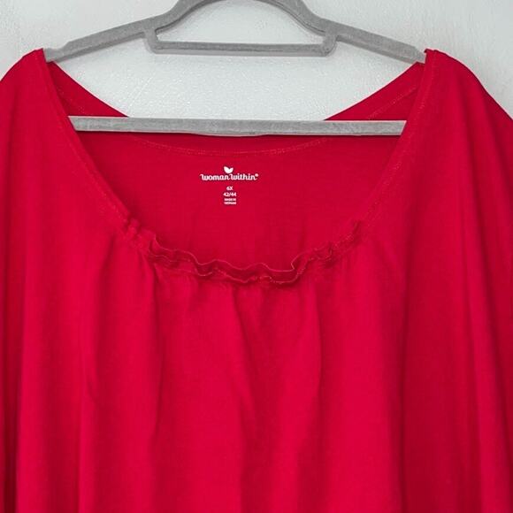 Woman Within Plus Size 6X Red Tee Shirt Basic Everyday Americana Patriotic - Picture 3 of 9